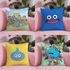 D-Dragon Quest Slime Anime Pillow Case Anti-Dustmite Pillowcase Invisible Zipper Silky Short Plush Sofa Cushion Cover