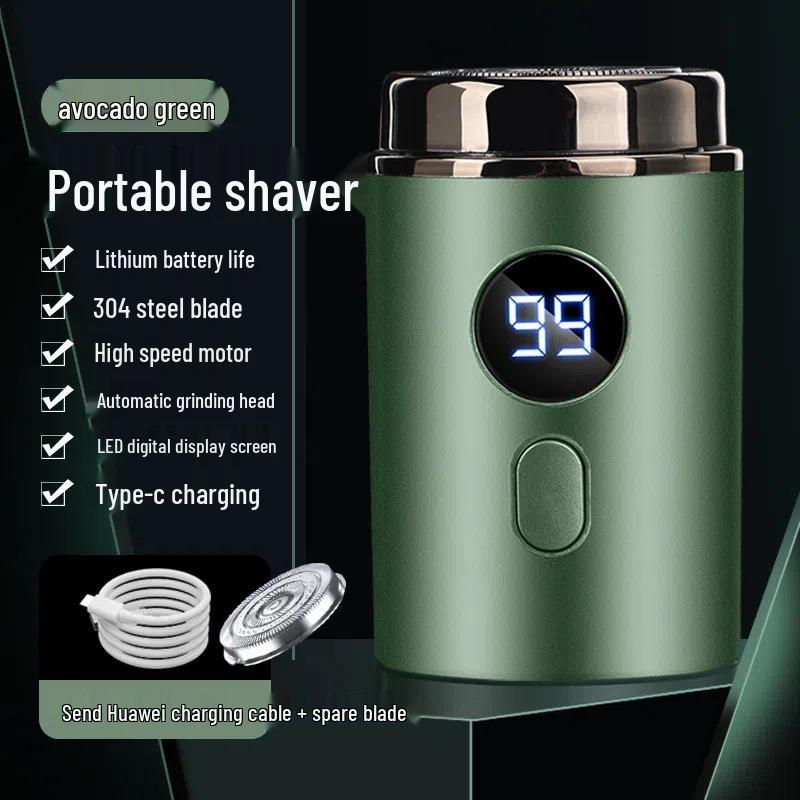 Rechargeable Portable Mini Shaver with LED Display - Steel Cannon Beard Trimmer