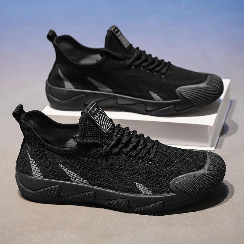 

Men s shoes 2025 spring new breathable sports casual net shoes versatile running soft-soled fly-woven lightweight men s trendy shoes 44 чорний