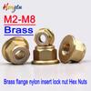 2pcs M2M3M4M5M6M8 Solid Pure Brass Flange Nylon Insert Lock Nut Hex Nuts Fasteners Blocking Nut