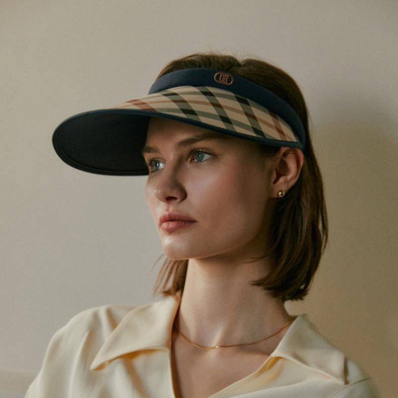 Daks Navy Check Sun Cap [wide Brim] Dbhe4f101n2