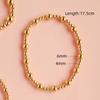 Vlen 18 K Gold Plated Bracelets for Women Ball Beads Bracelet Vintage Jewelry Stretch Pulseras Mujer