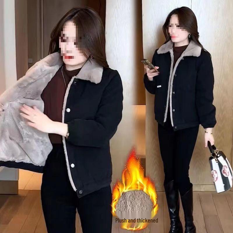 Petite Women's Fleece Short Jacket: 2024 Winter Chic, Fashionable, Warm, Versatile, Thickened Outerwear