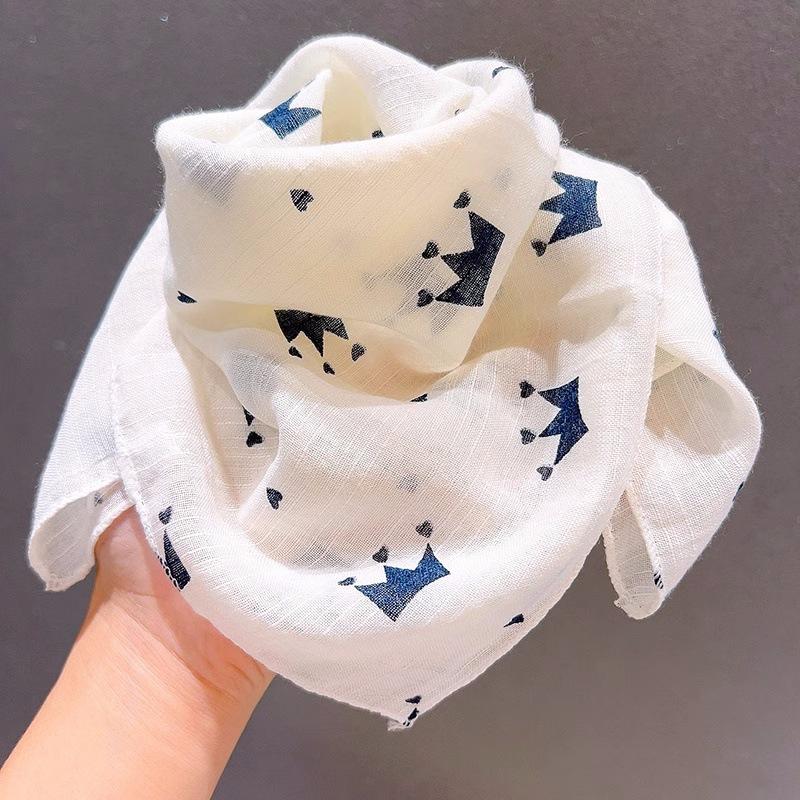 Baby Boys Girls Cartoon Printed Scarf Autumn Winter Soft Square Shawl Cute Infant Breathable Neck Wrap Keep Warm Scarf