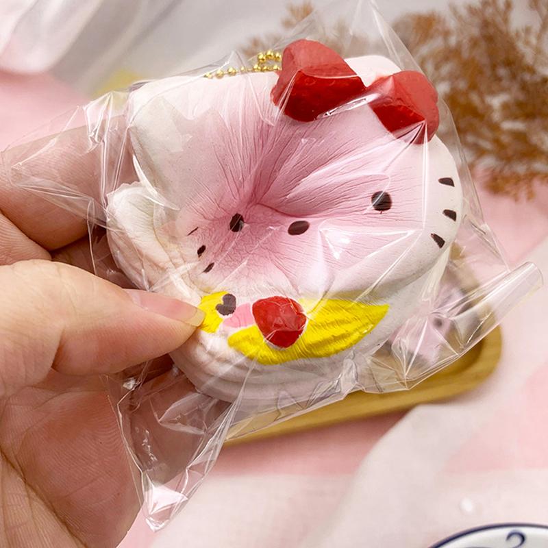 Sanrio Hello Kitty Simulation Bread Slow Rebound Pinch Toy Pendant Cartoon Cute Cat Stress Relief Squeeze Toy Kids Adults Gift