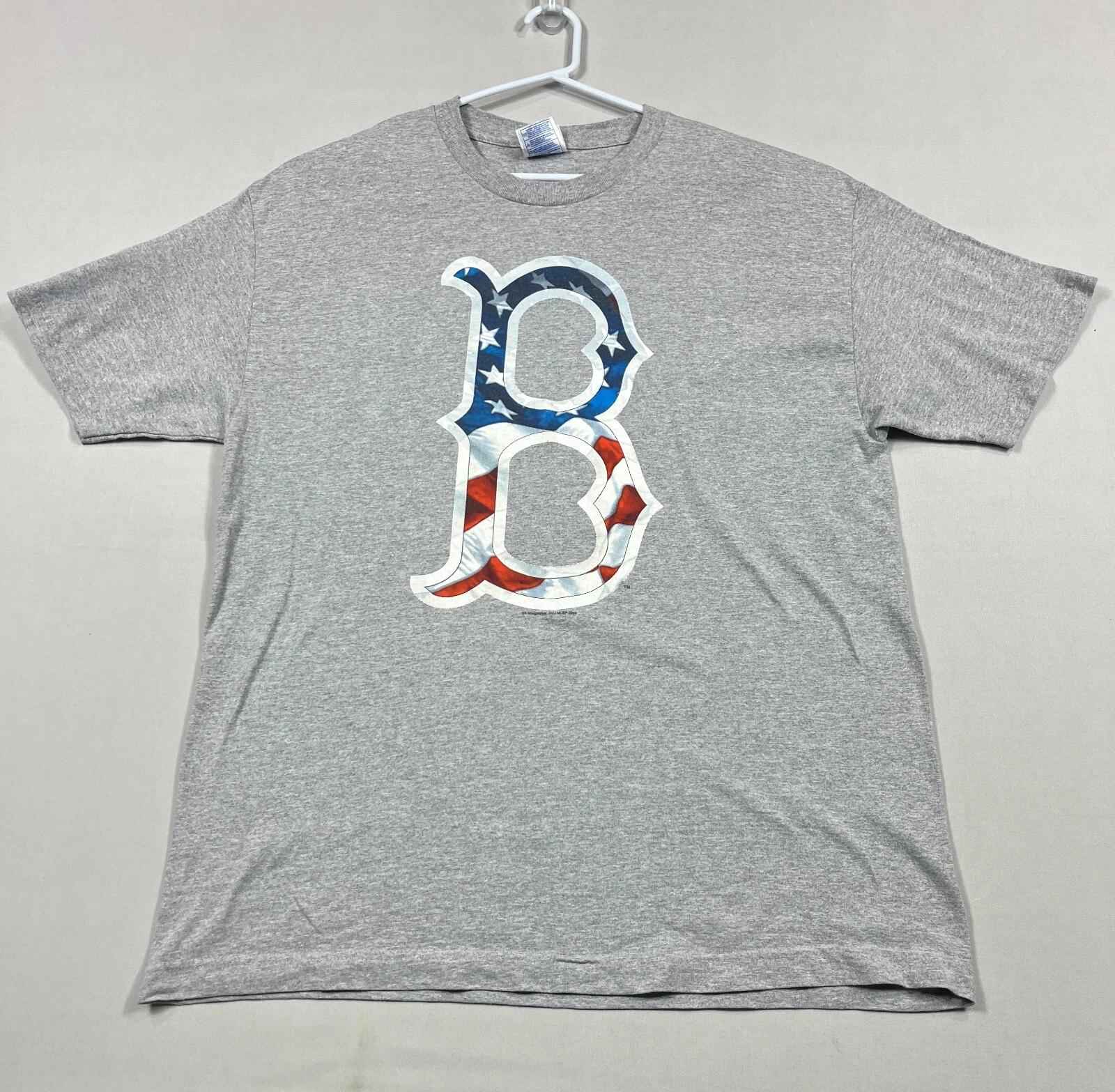 

Vintage Boston Red Sox 2005 Grey Logo USA Flag MLB Casual T Shirt Mens XL XL
