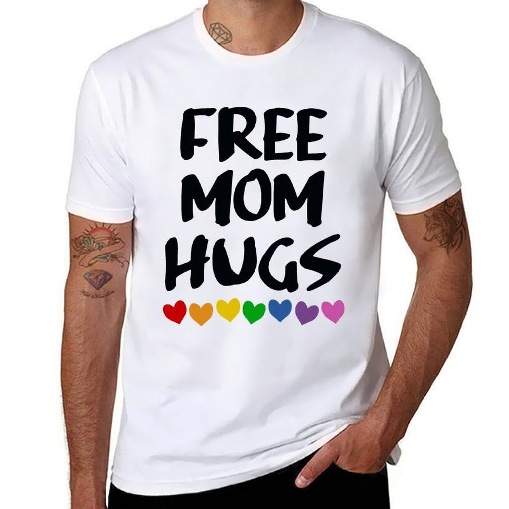 FREE MOM HUGS TShirt Comfortable Basic Crew Neck Tee