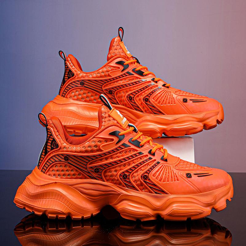 Men's Shoes Fashion Korean Mesh Thick Bottom Shoes Outdoor Anti-slip Lightweight Comfortable Shock-absorbing Sneakers Casual Breathable Running Shoes