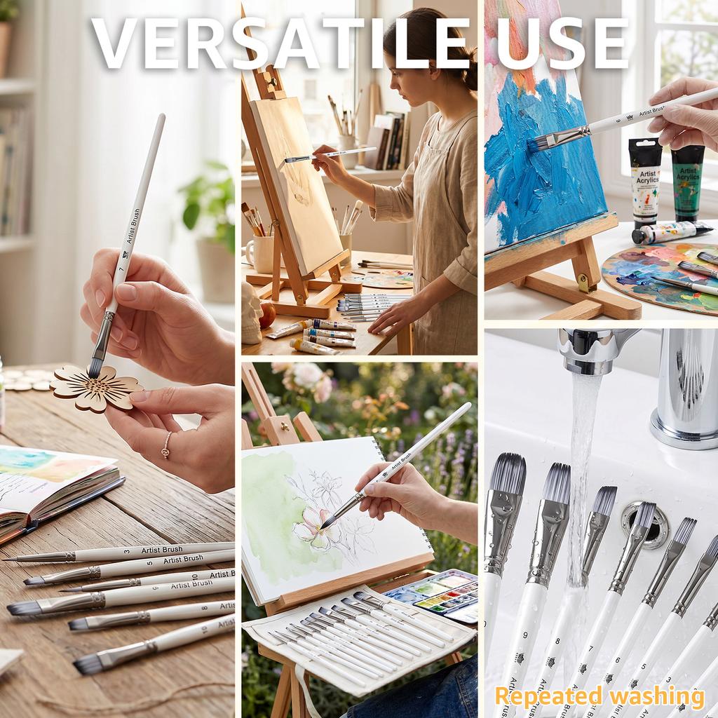 10Pcs Watercolor Paint Brushes Painting Brush Paint Brush for Watercolor Oil Acrylic Painting Wood Handle Art Supply Present