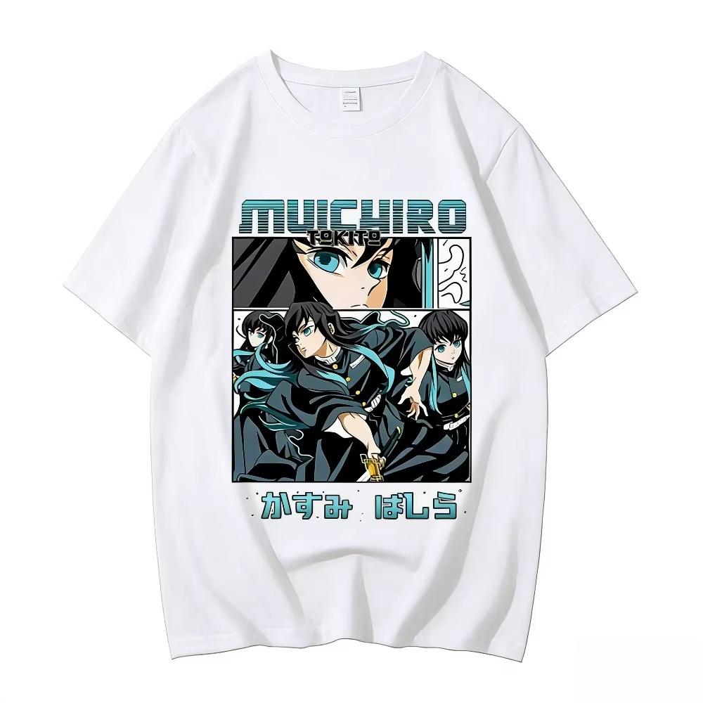 

Demon Slayer Muichiro Tokito Unisex Pure Cotton Tshirt 2026 Summer Anime Print Loose Casual Parentchild Short Sleeved Top S