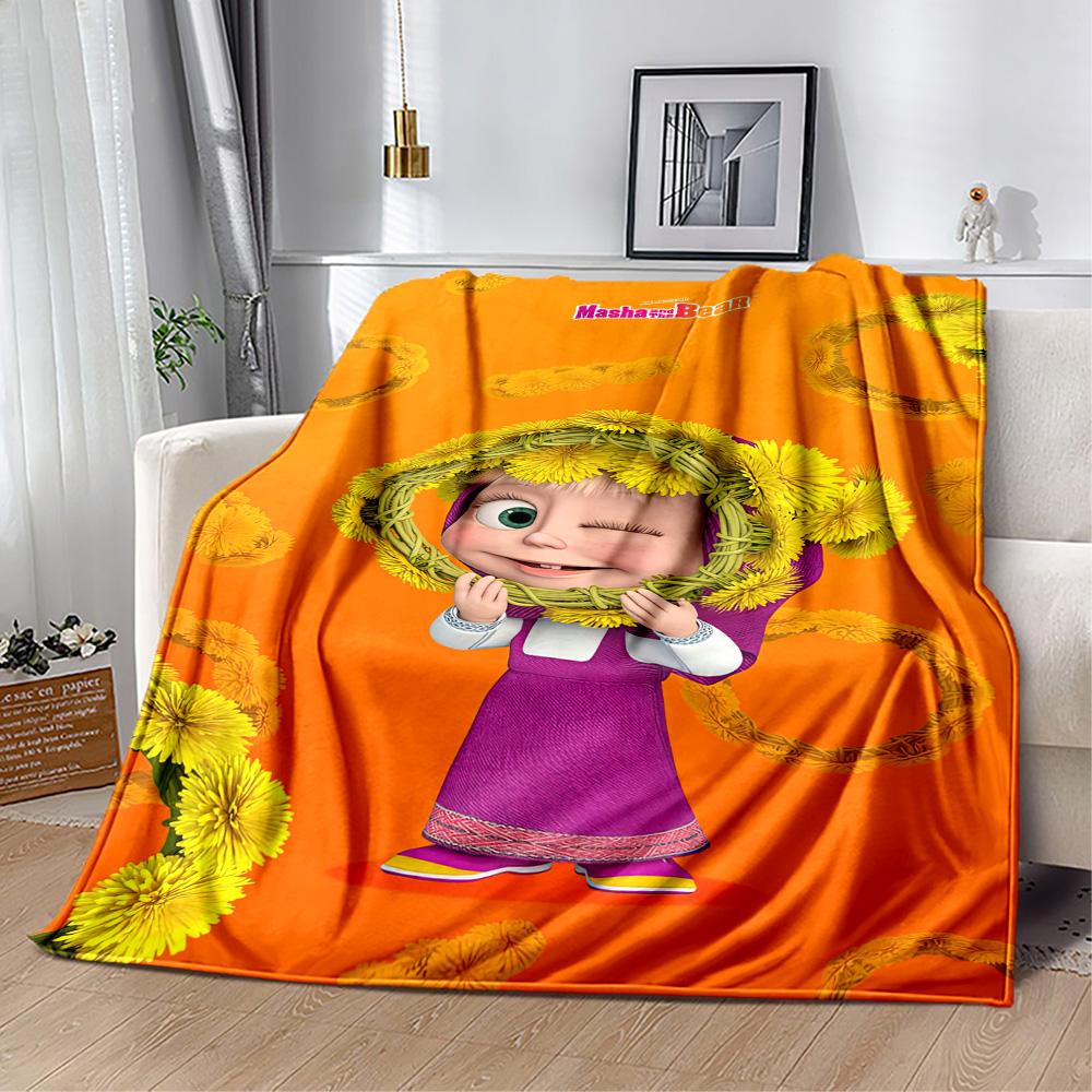 Masha Bear Blanket Comfortable Suitable for Livingroom Seaside Sofa Four Seasons Multipurpose Stylish Decor Best Holiday Gift for Friends Family