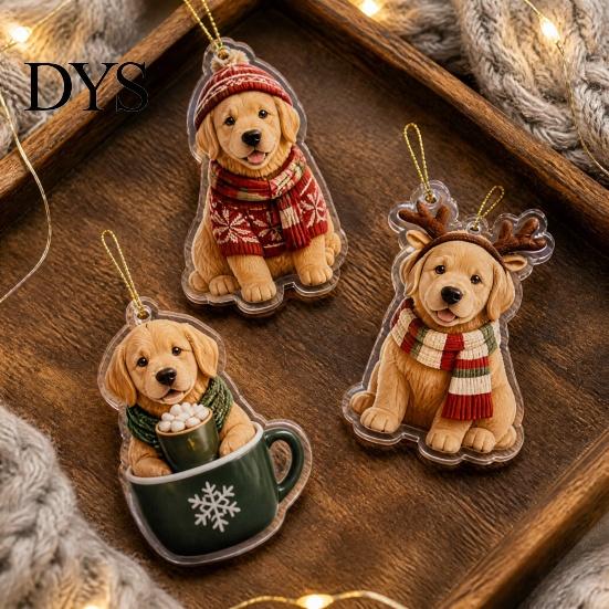 Seasonal Decorative Pendants Dog Advent Calendars 2026, 2D Acrylic Ornaments Christmas Countdown Calendar, Surprise Cute Flat Puppy Hanging