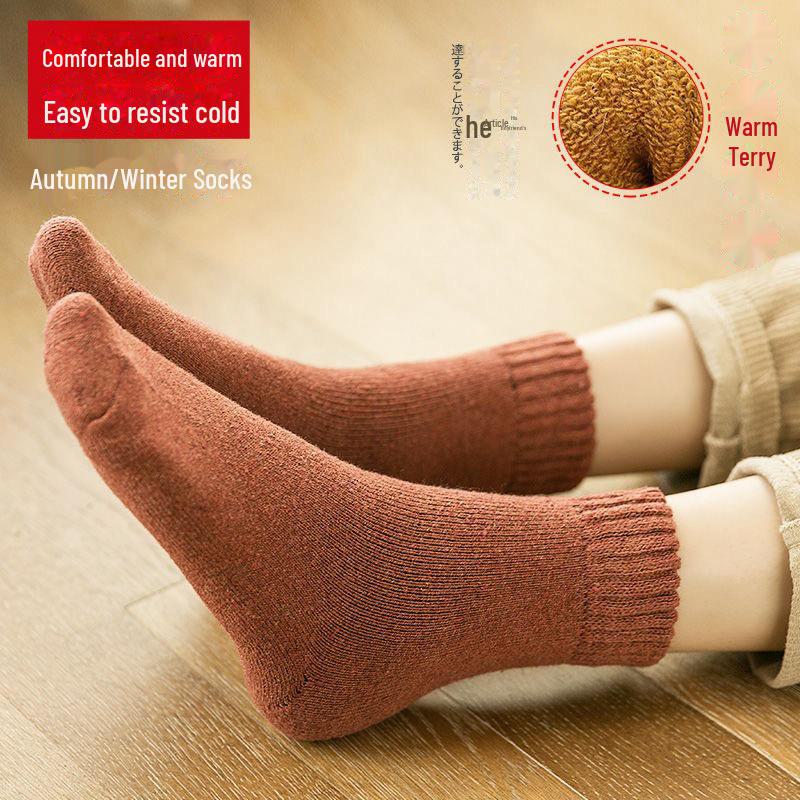 Women's Extra Thick Cold-Resistant Terry Socks - Warm Mid-Tube Plush Floor & Sleeping Socks