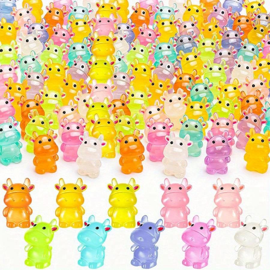 10/20pcs Luminous Mini Resin Cow, Glow In The Dark Cows Tiny Animals Figures DIY Crafts For Fairy Garden Micro Landscape Aquarium Micro