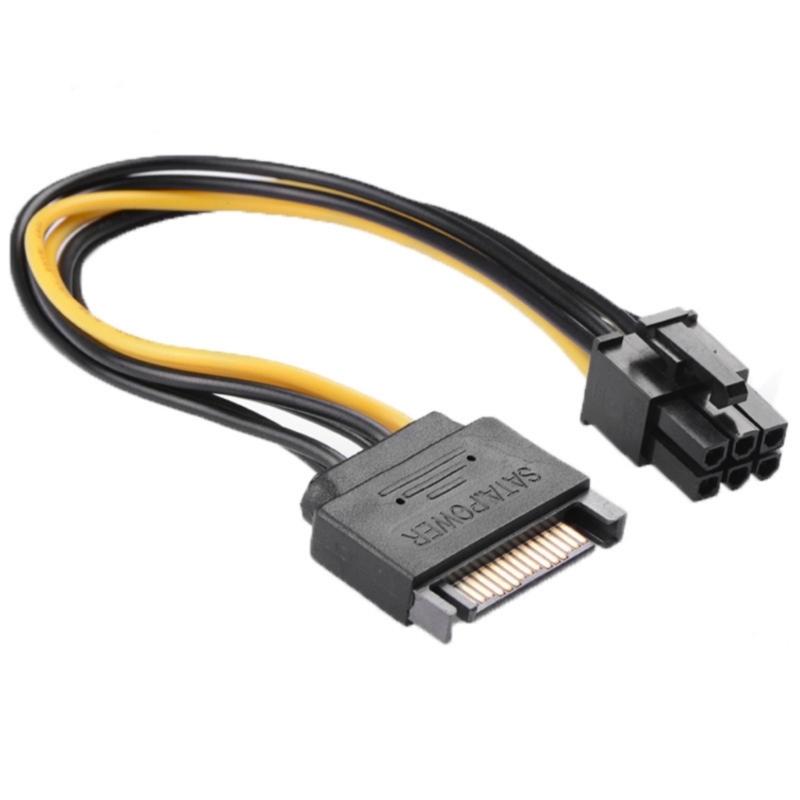 SATA15Pin To 6Pin Connectors Cable for Graphics Card Power Supply for Building, Upgrading or Repairing Computers