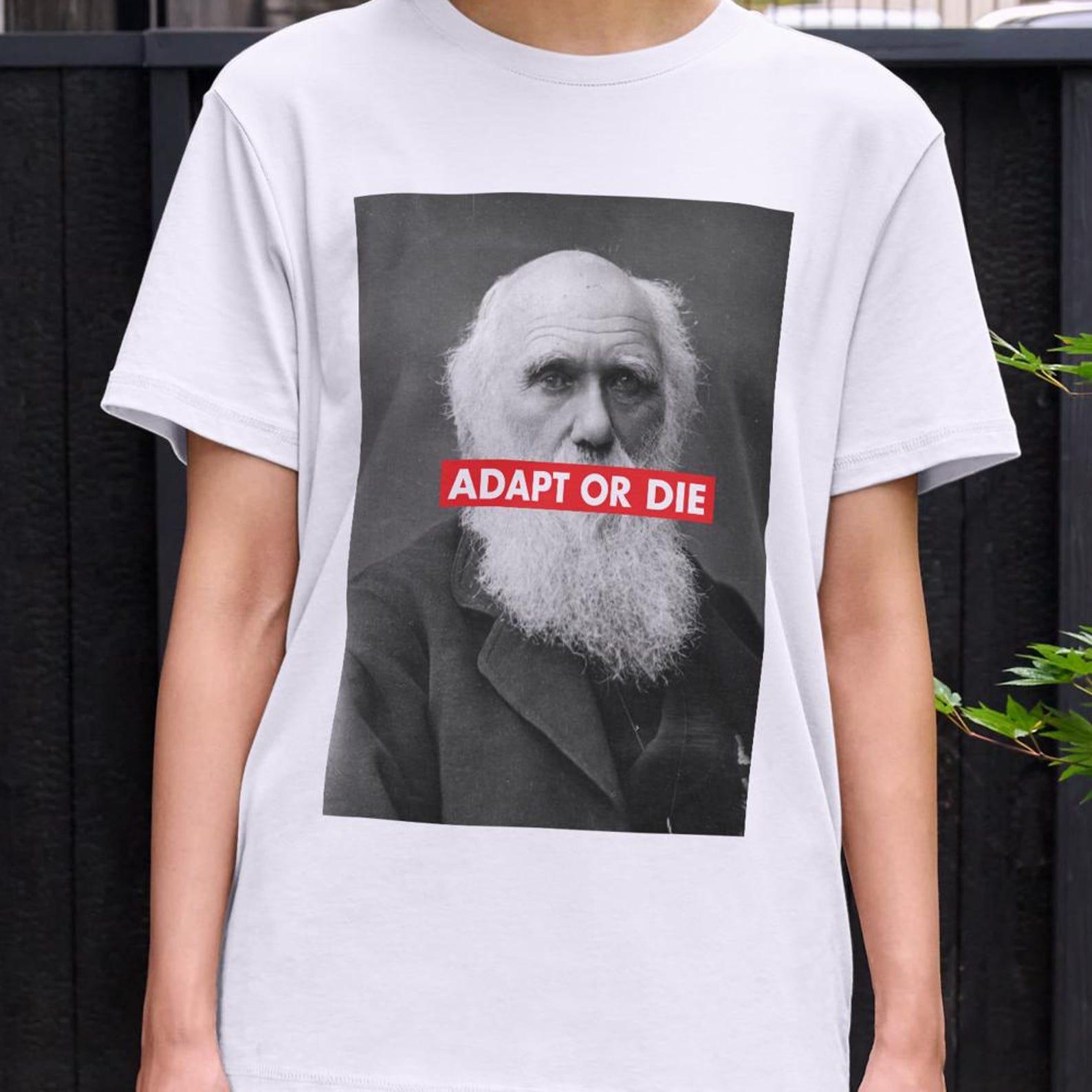 Unisex Charles Darwin Shirt, Adapt or Die, Darwin Print, Theory of Evolution, Evolution Shirt, Vintage Science Shirt, Science Shirt M