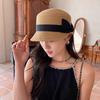 Elegant Bow Straw Cap Summer Equestrian Hat Retro Woven Straw Cap  Outdoor