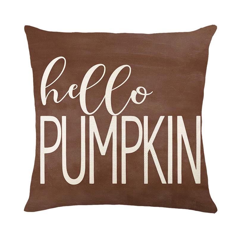 Pumpkin Pillow Cover Autumn Harvest Series Letter Linen Printed Cushion Cover Sofa Pillow