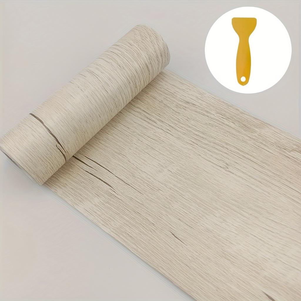 1Pc 5m/196.85in Self-adhesive Wood Grain Door Frame Decorative Stickers Wood Grain Skirting Waistline Home Decor Wall Stickers