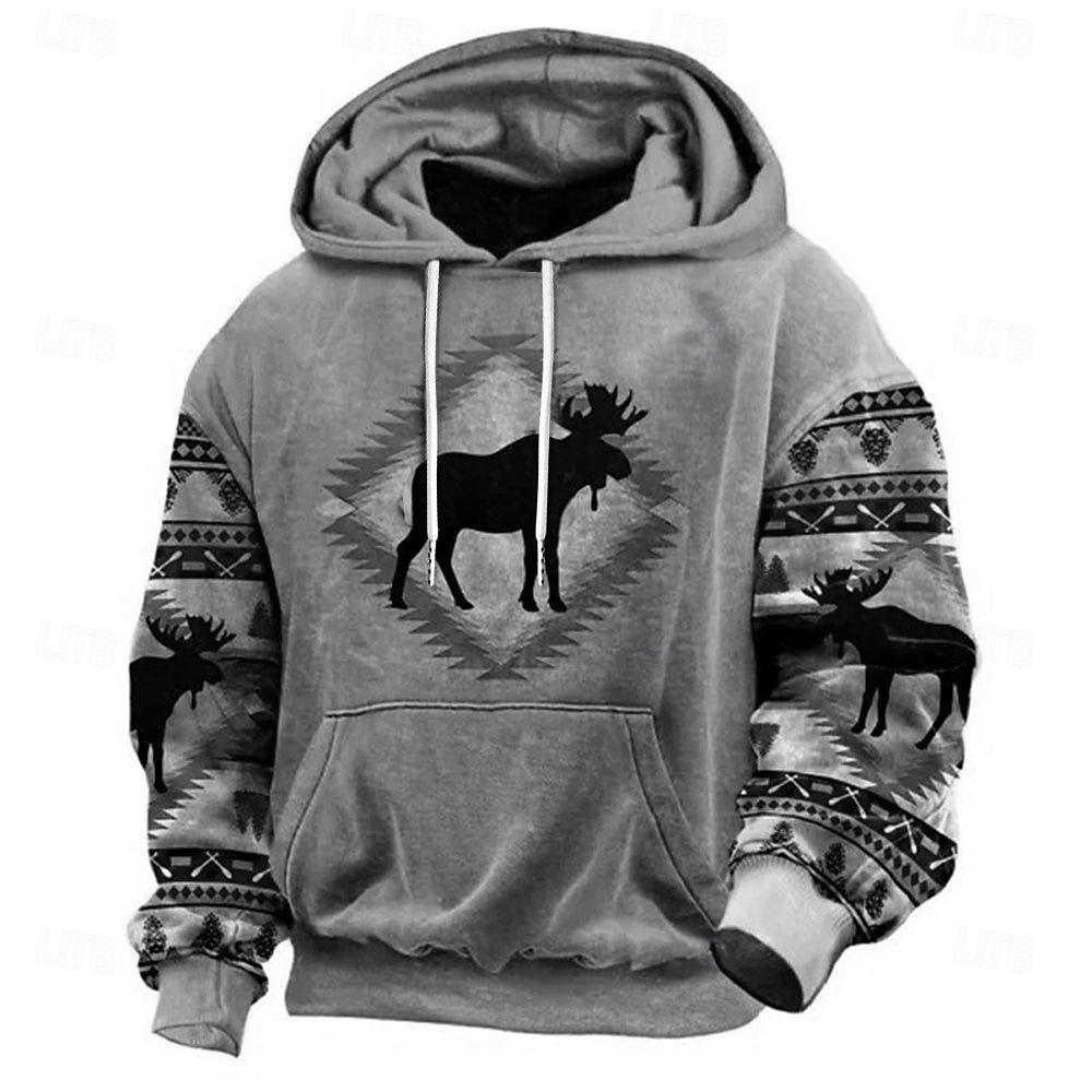 Men's Graphic Tribal Cowboy Hoodie Hoodies Sweatshirt Daily Ethnic Casual Vintage Retro Long Sleeve Hooded Vacation Sports
