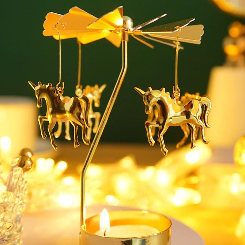 1pc Metal Hot Rotating Candle Holder Christmas Rotating Candle Holder Dinner Party Wedding Party Candle Holder Decoration Gift