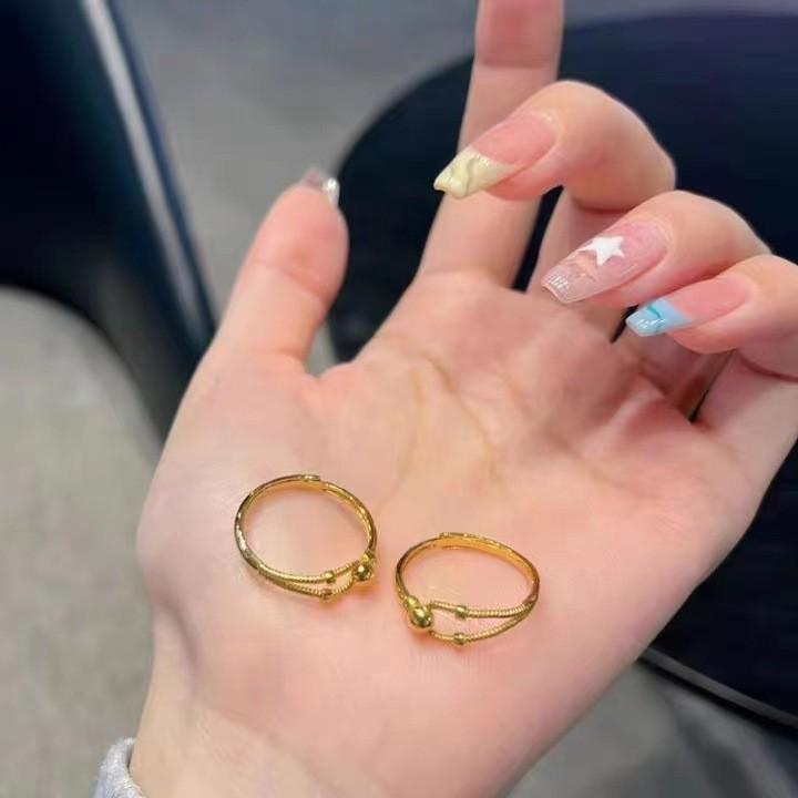 Gold Copper Fashionable Plated Open Adjustable Rings For Women Elegant Design