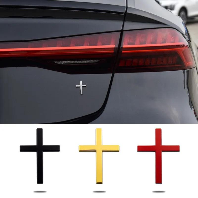 Car 3D Metal Sticker Christian Cross Auto Body Emblem Badge Decal Car Accessories