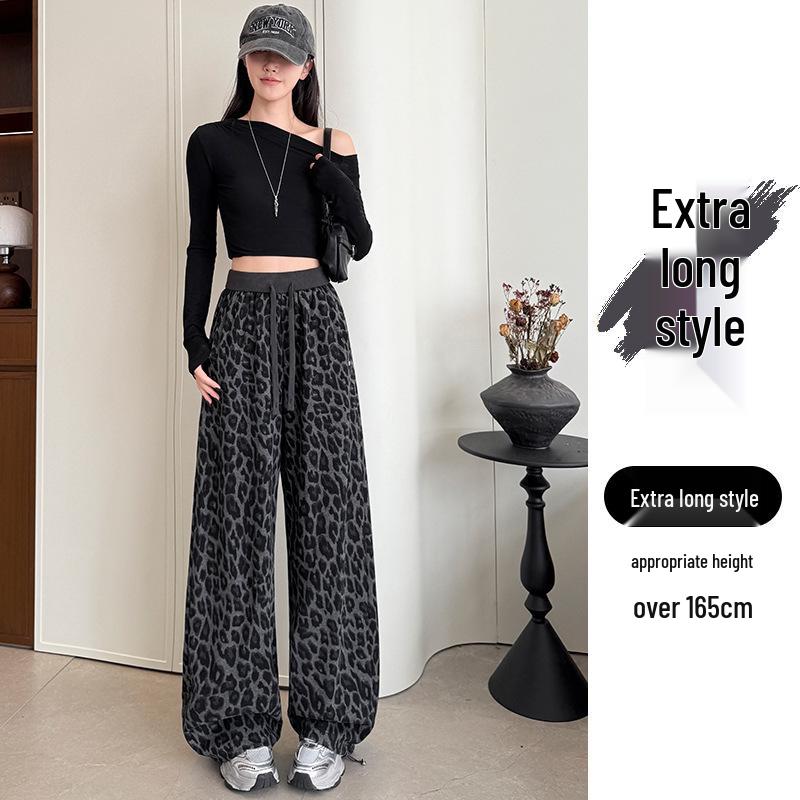 2026 Neuer Stil Damen Leopardenmuster Weite Beine Hoher Bund Lässige Hose
