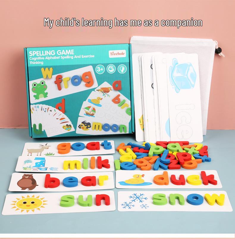 Cross-border Fun Wooden Word Battle Game: 26 Alphabet Matching Blocks Educational Toy