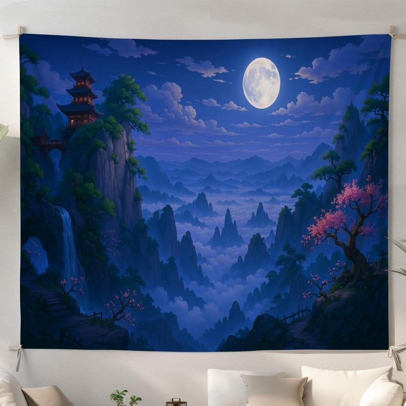 Moonlight Mountain View tapestry 75x100 чёрный