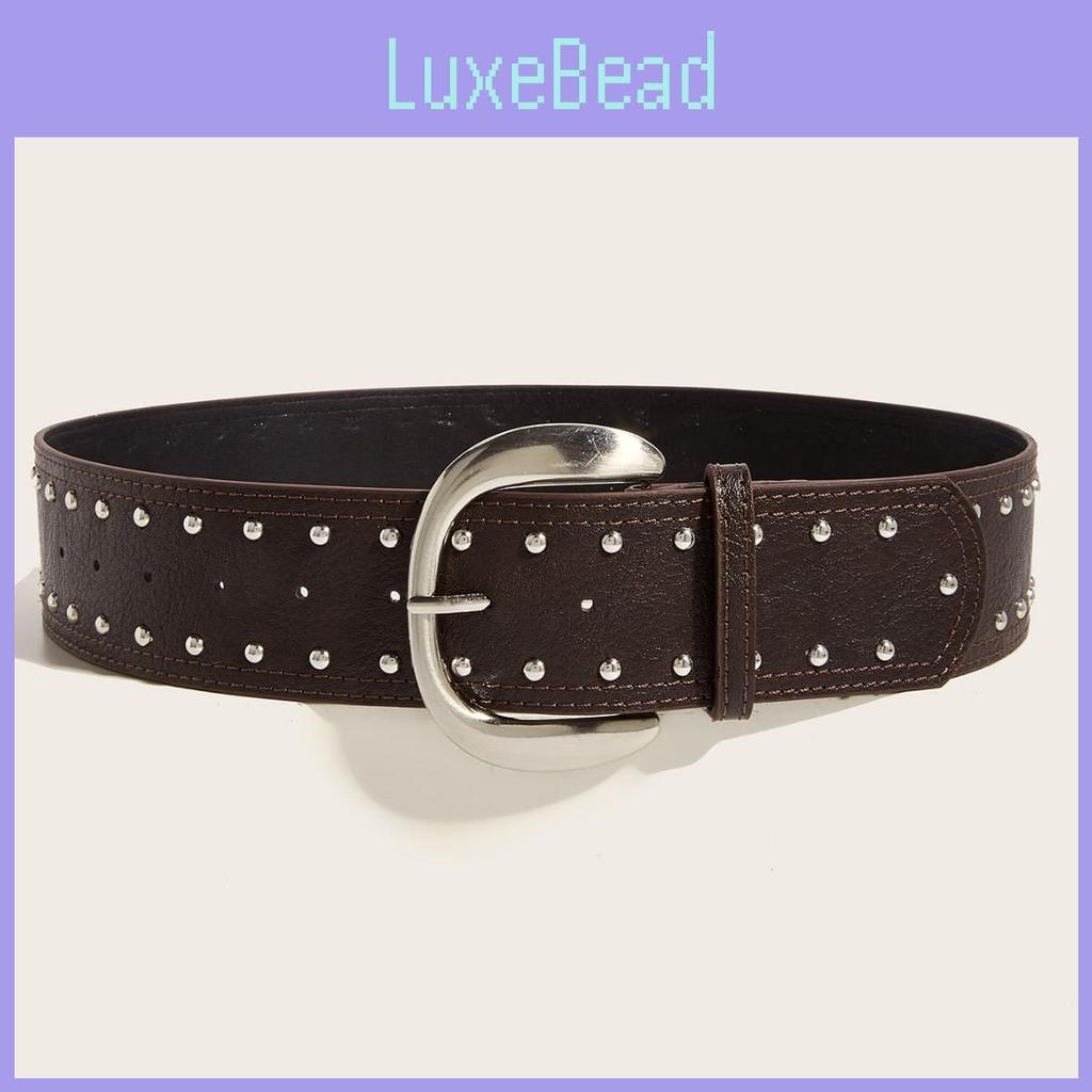 Punkinspired Belt Leather With Rivets And Silver Buckle For Casual Outfits