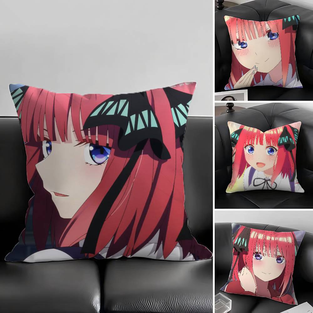 Nakano Nino LOVE Anime The Quintessential Quintuplets Pillow Case Fashion Square Pillowcase Sofa Room Ins Decoration Leisure