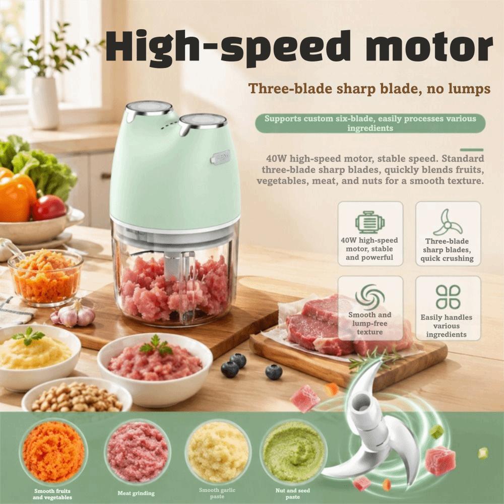Wireless Garlic Chopper Cordless Meat Grinder Small Size Food Processor  Household Use