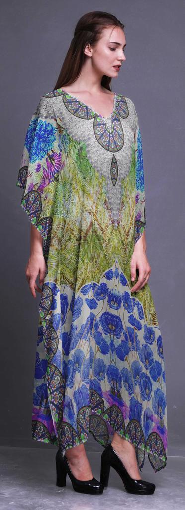 Phagun Circle|Floral & Wheel Ethnic Womens Long Beach Kaftan Beachwear Bikini Coverup Maxi