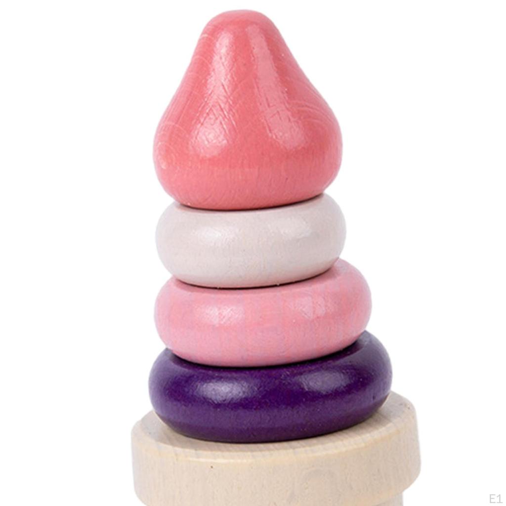 Ice Cream Stacker Toy Toddlers Preschool Boys Girls Montessori Stacking Game Red