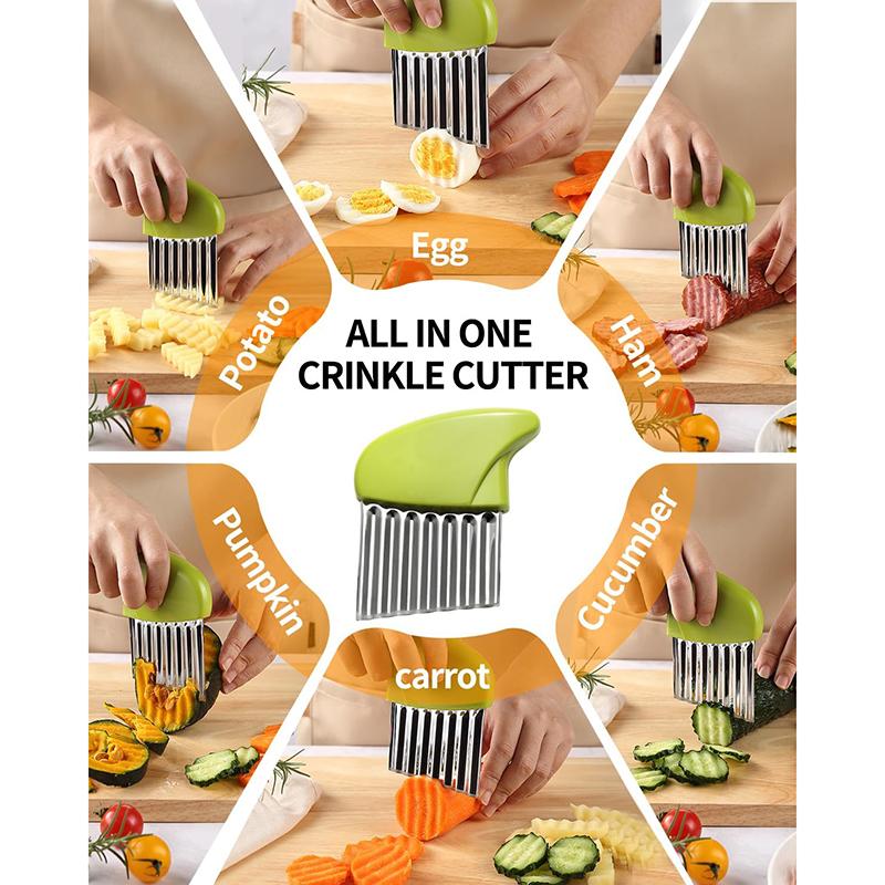1 Pcs Crinkle Cutter Stainless Steel Potato Carrot Chip Vegetable Crinkle Wavy Chopper Cutter Fry Slicer Kitchen Accessories
