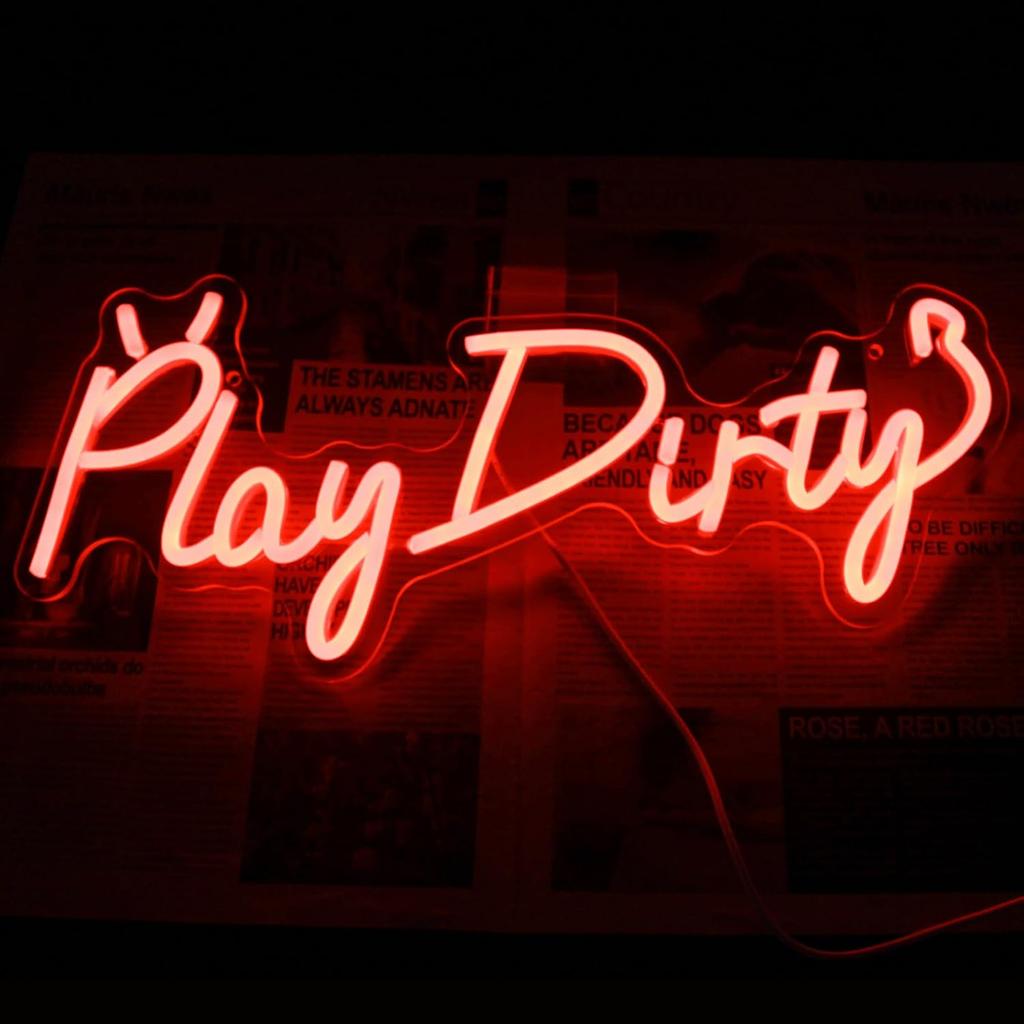 Play Dirty Neon Sign LED Neon Lights Signs for Wall Decor USB Powered for Satan Neon Lights for Bedroom Bar Man Cave Party Decor