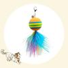 Cats Feathered Toy Colorful Cats Teaser Sphere Cats Feathered Toy with Loud Bells Feathered Replacements Head