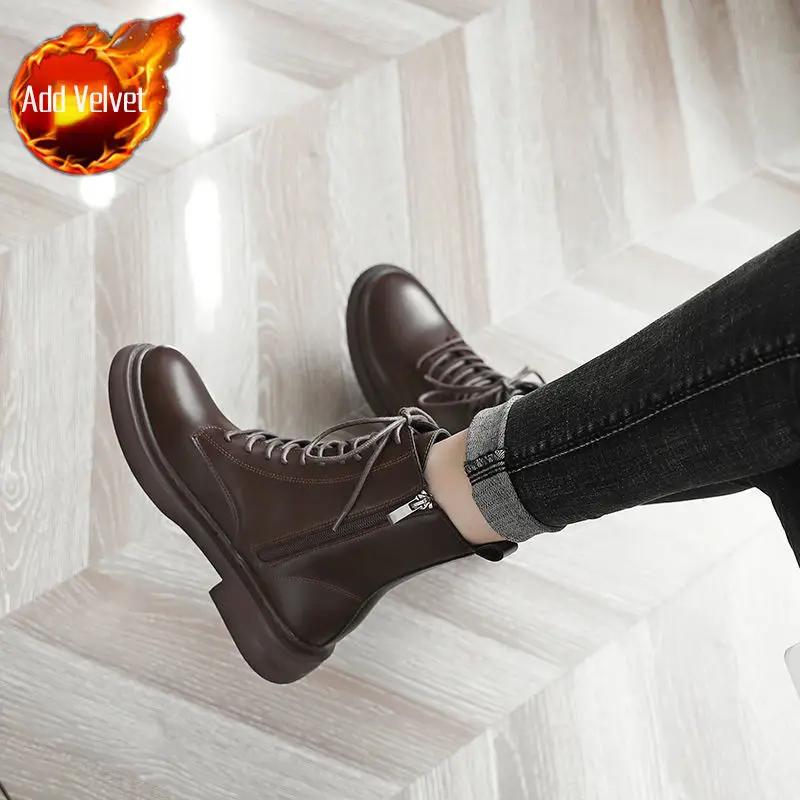 

Новинка Кожаные Ботильоны Осенние Ботильоны для Женщин Весна 2025 Высокое Качество Зимняя Горячая Распродажа По Акции Женская Короткая Обувь 40