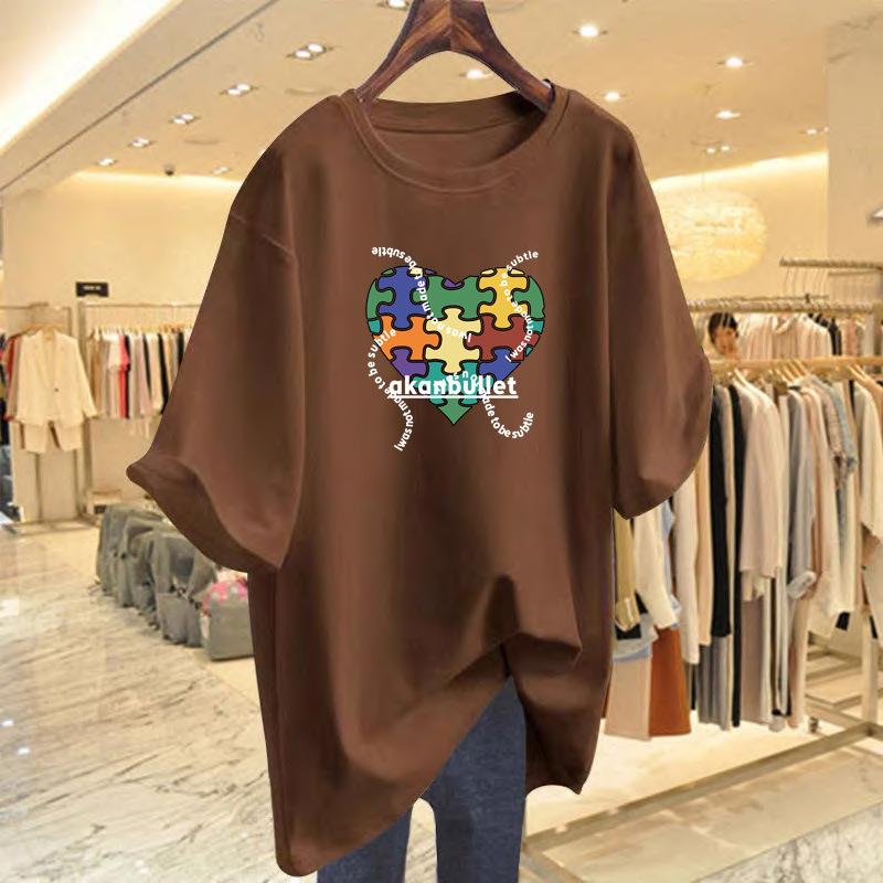 

Cotton printed t-shirt women s summer new women s clothing loose cartoon short-sleeved top bottoming shirt 2025 XXXL