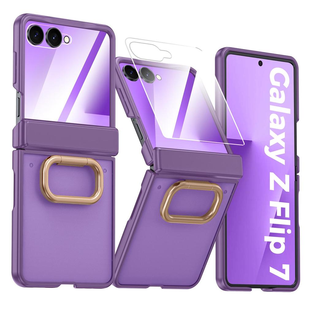 Pouzdro Samsung Z Flip7 s magnetickým kroužkem na pantu a integrovanou ochranou obrazovky