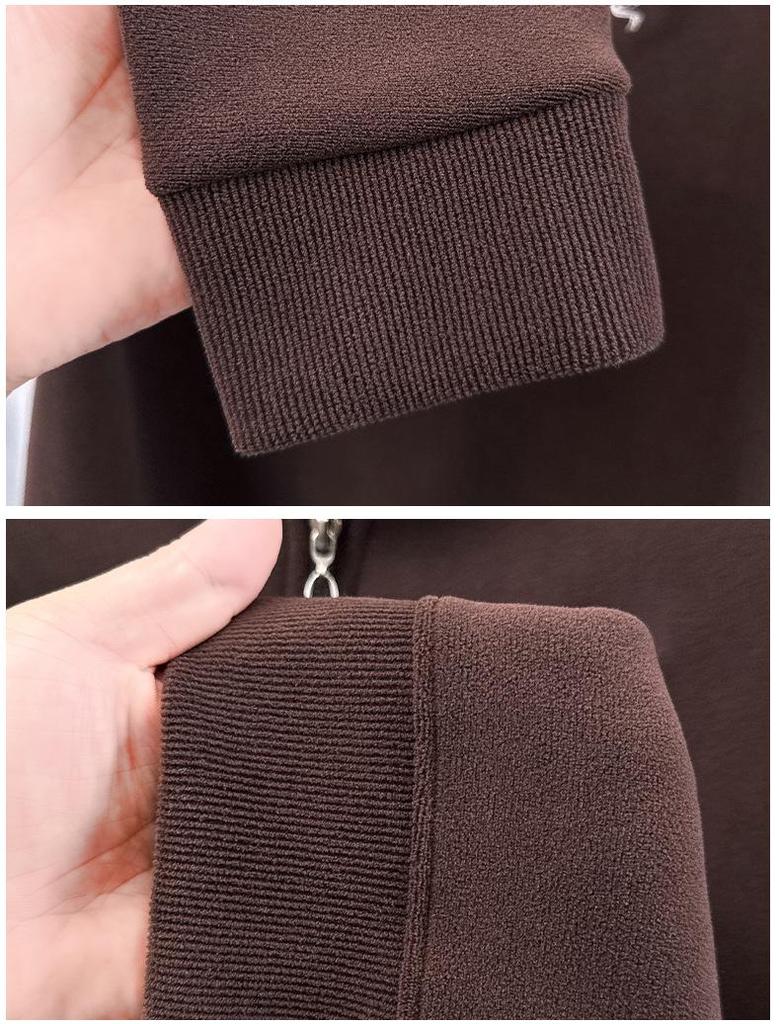 Men's Half-Zip Oatmeal Fleece Wool Hoodie, Autumn/Winter, Stand Collar, Fashionable & Versatile Long Sleeve