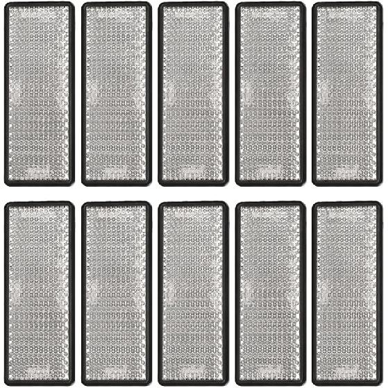 10 Pack Red Self Adhesive Rectangle Reflectors, E11 Approval Road Safety Stick-On Rear Reflectors For Trailer Caravan Truck Lorry Or Agricultural