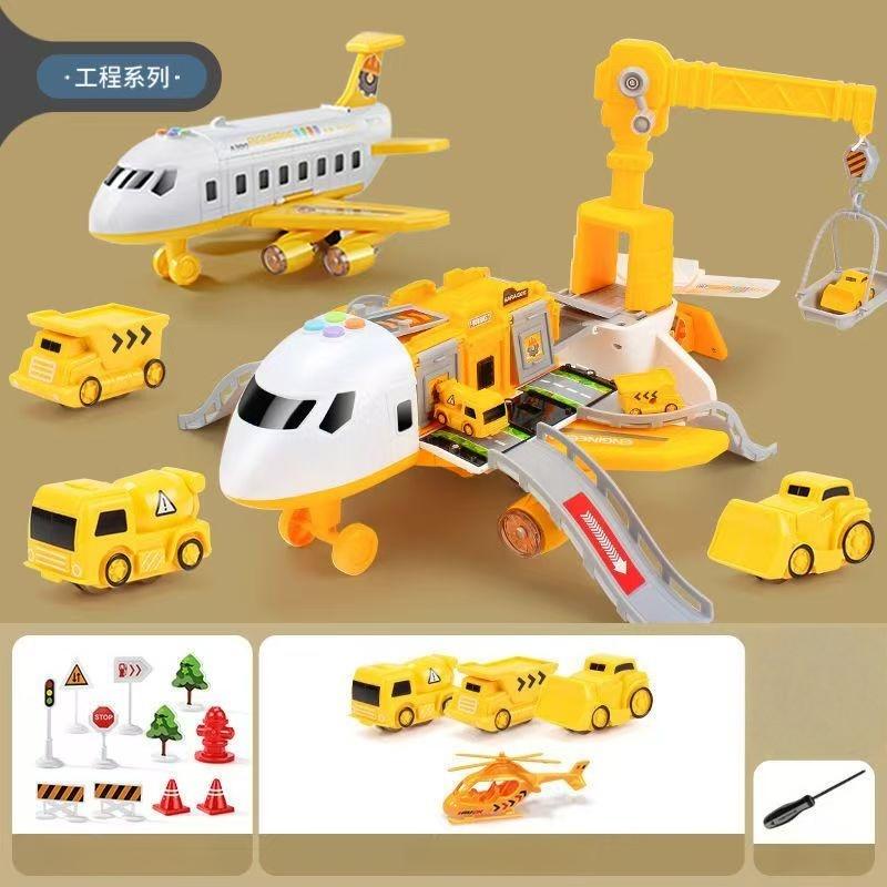Theme Plane Model Transformation Aircraft Toy Car Multifunctional Music Simulation DIY Track Inertia Boys Children Toys Gift