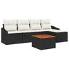 VidaXL Ensemble de Canapés de Jardin de 6 Pièces avec Coussins Noir Poly Rattan Acacia 3347817