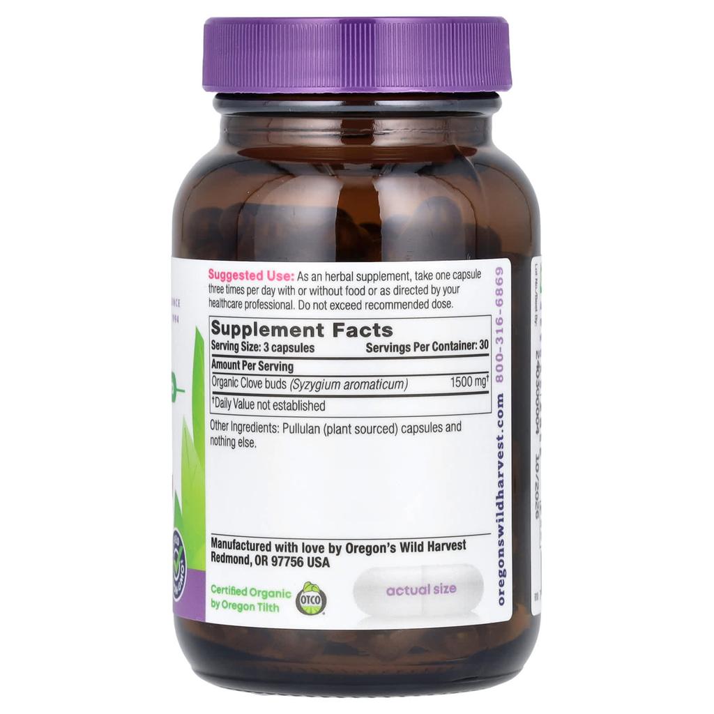 Oregon'S Wild Harvest, Clove, Veggie Caps, 90 Count (500Mg/Capsule)