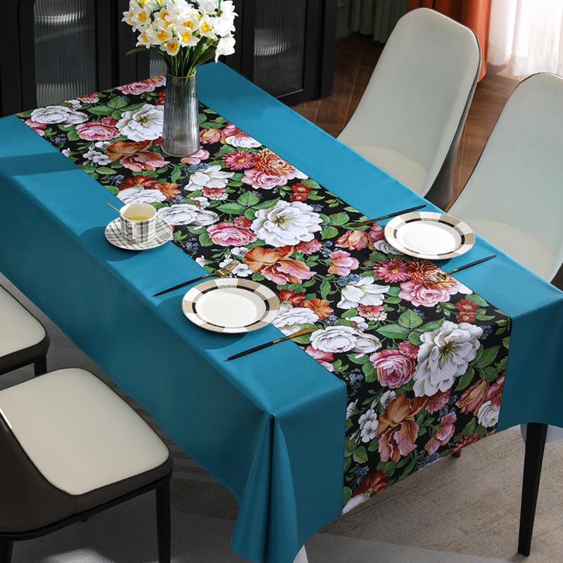 Flowers Like Brocade Pvc Tablecloth Waterproof, Oil-Proof And Anti-Scalding Coffee Table Cloth Tablecloth Yarn Fabric