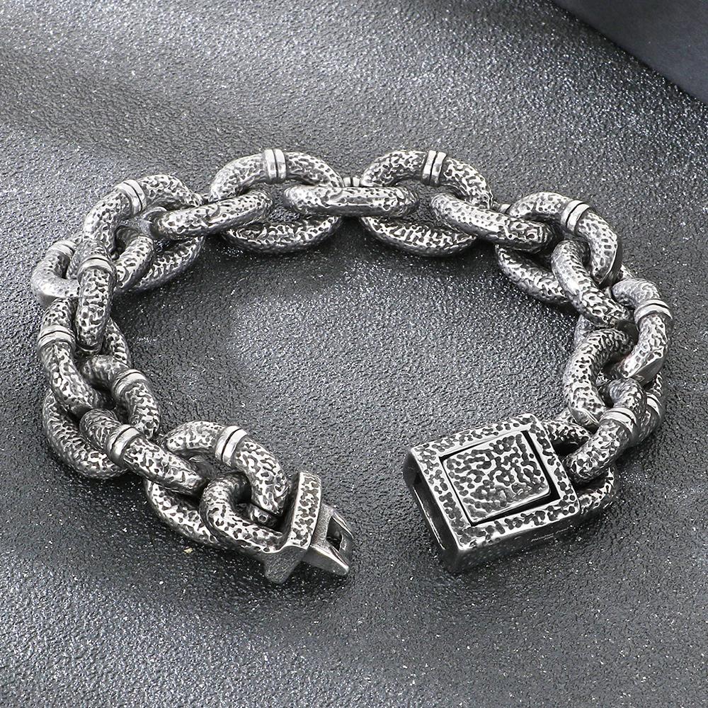 Massive 16mm Wide Link Man Bracelet for Men Vintage 316l Stainless Steel Men's Chain Bracelets Punk Jewelry Male Christmas Gifts