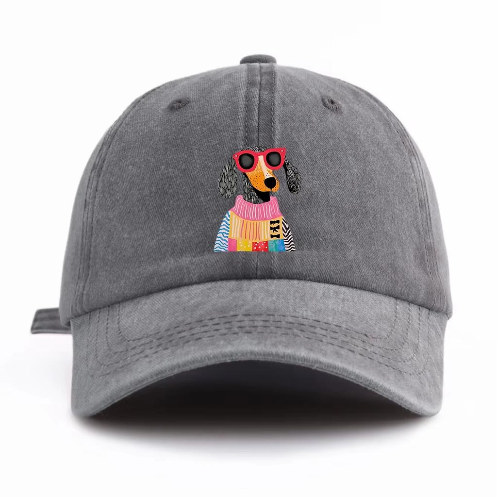 New Dog Print Water-Resistant Baseball Cap A Simple And Retro Style Comfortable, Fashionable And Versatile