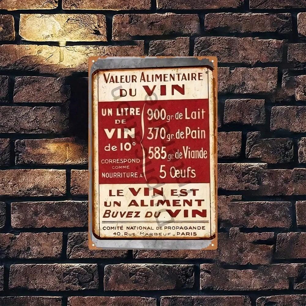 France Wine Metal Wall Sign 20x30cm Home Bar Cellar Decor